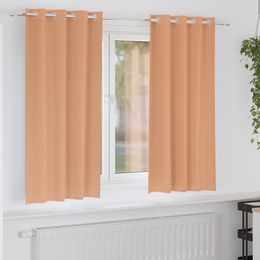 vidaXL Verdunkelungs-Vorhänge mit Ringen 2 pcs Hellbraun 175 x 140 cm