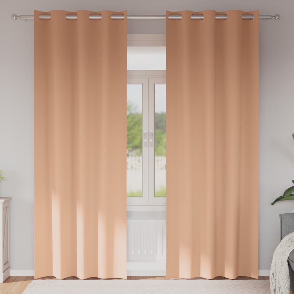 Verdunkelungs-Vorhänge mit Ringen 2 pcs Hellbraun 225 x 140 cm