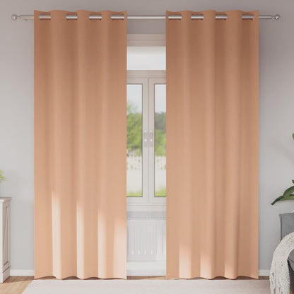 Verdunkelungs-Vorhänge mit Ringen 2 pcs Hellbraun 225 x 140 cm
