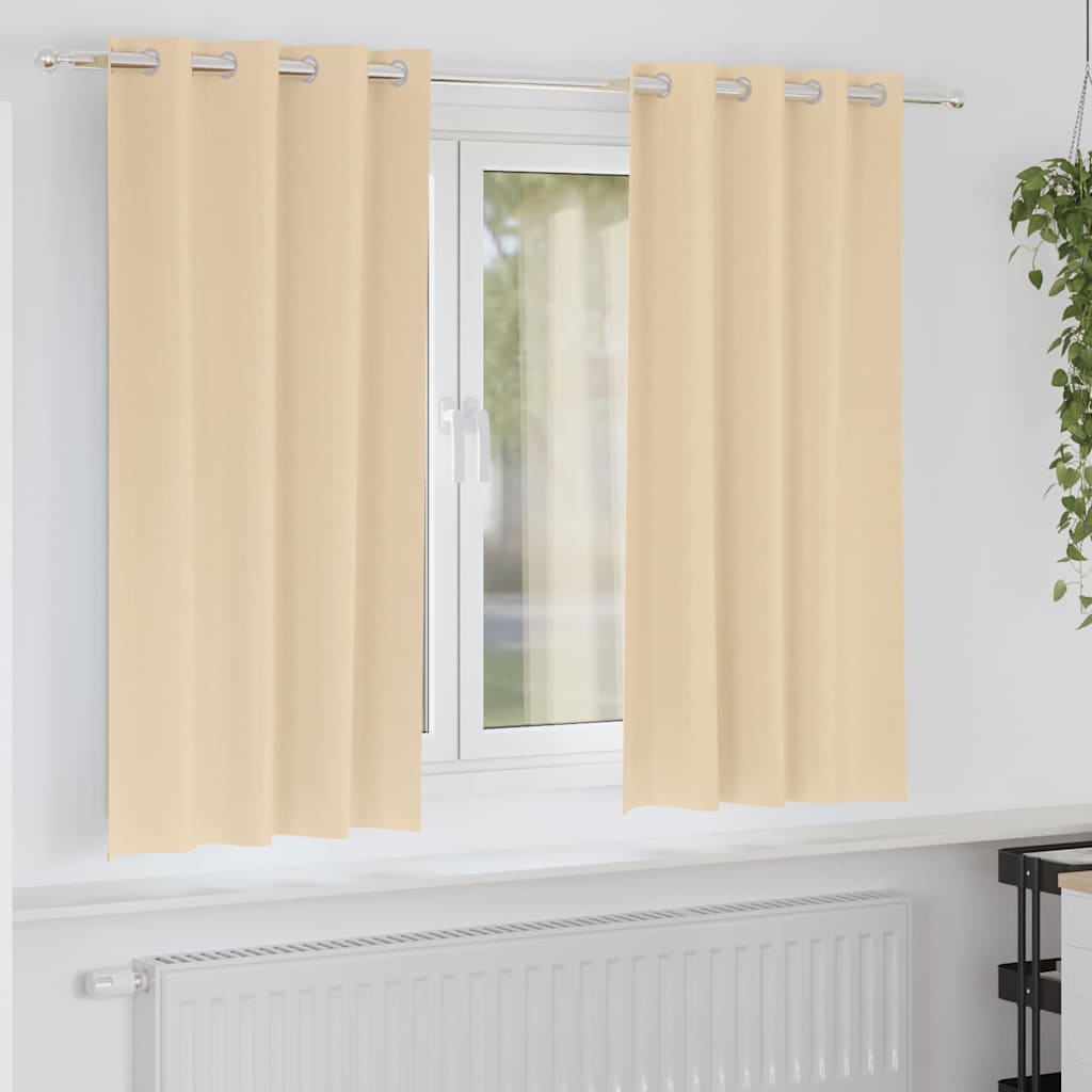 vidaXL Verdunkelungs-Vorhänge mit Ringen 2 pcs Creme 175 x 140 cm