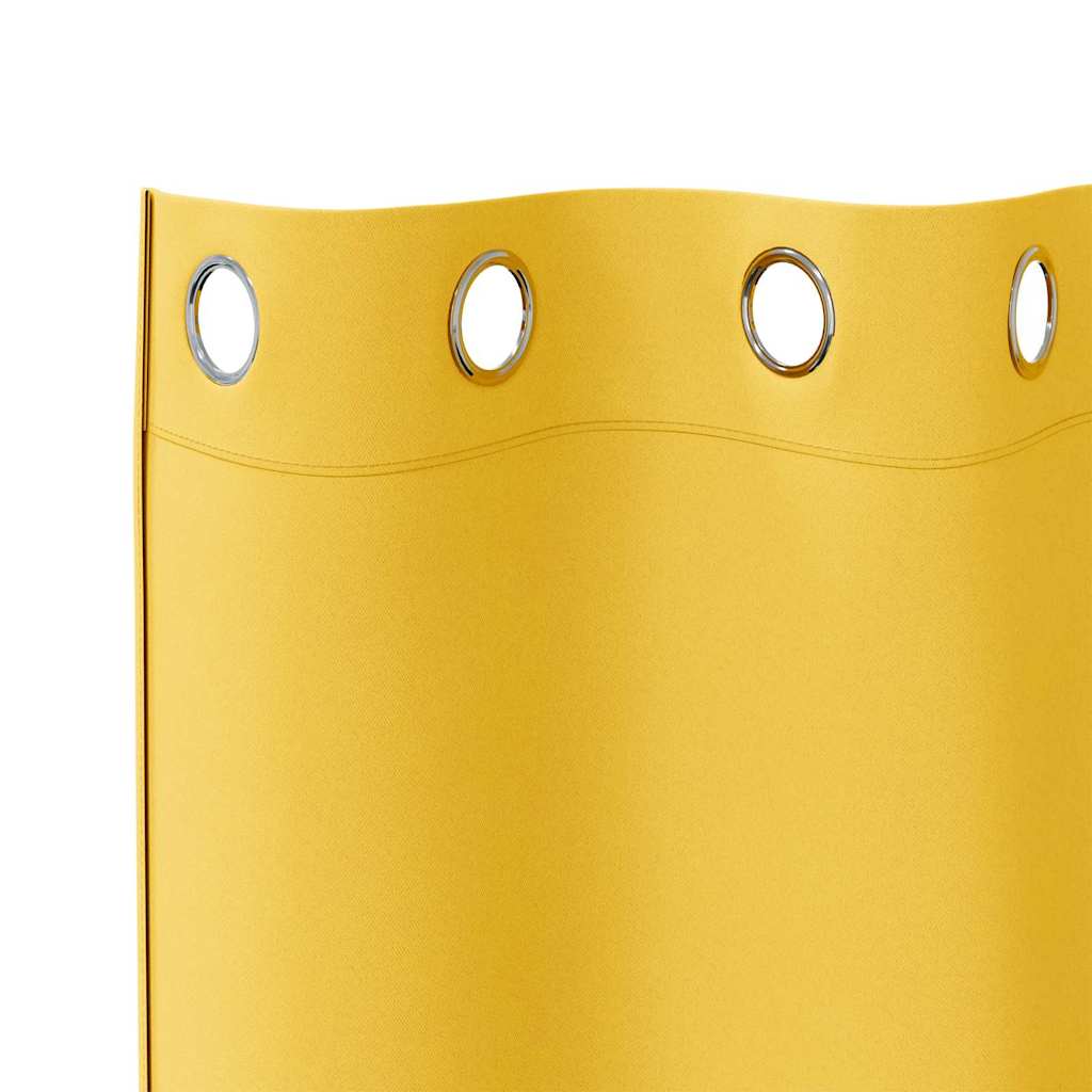 vidaXL Verdunkelungs-Vorhänge mit Ringen 2 pcs Senfgelb 175 x 140 cm