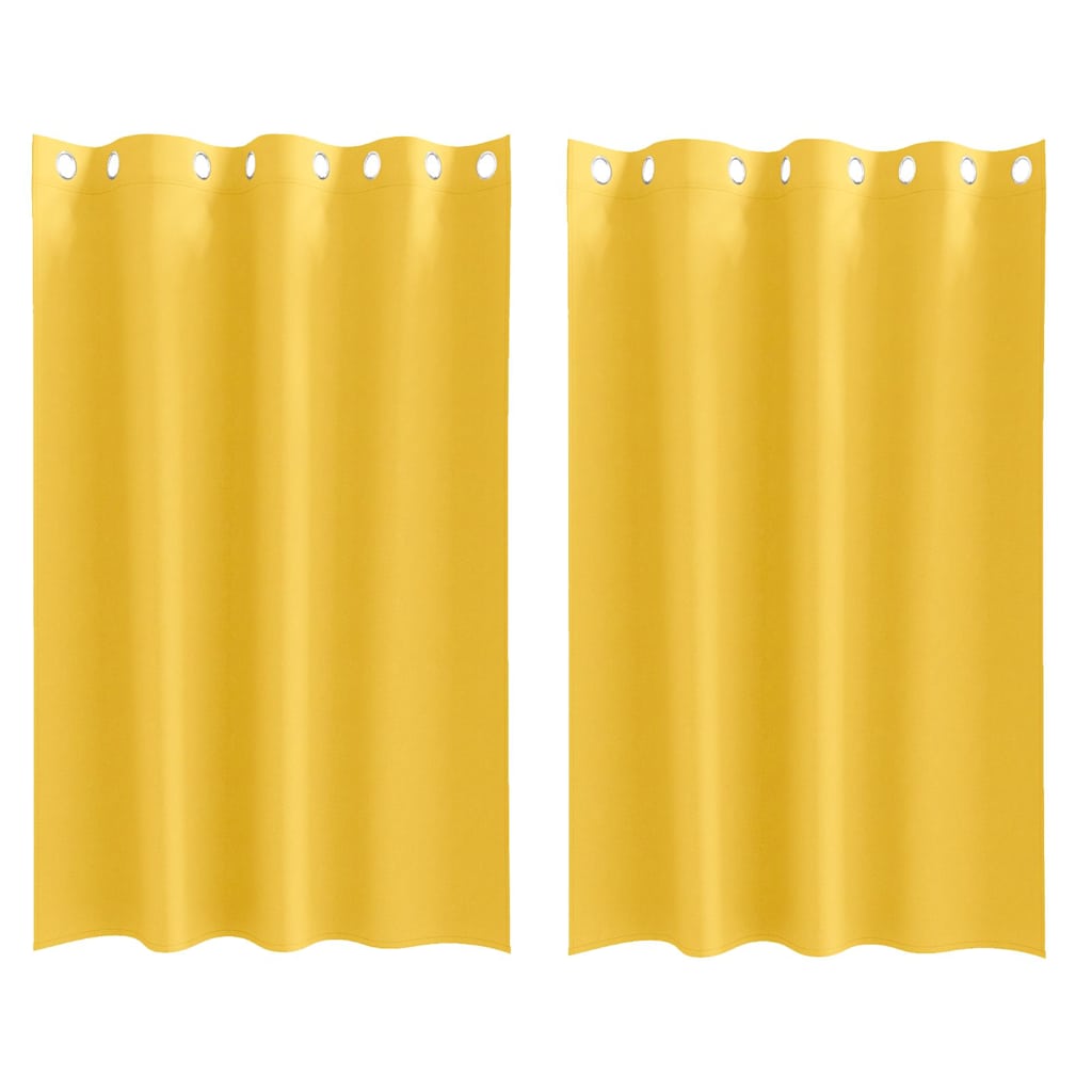 vidaXL Verdunkelungs-Vorhänge mit Ringen 2 pcs Senfgelb 175 x 140 cm