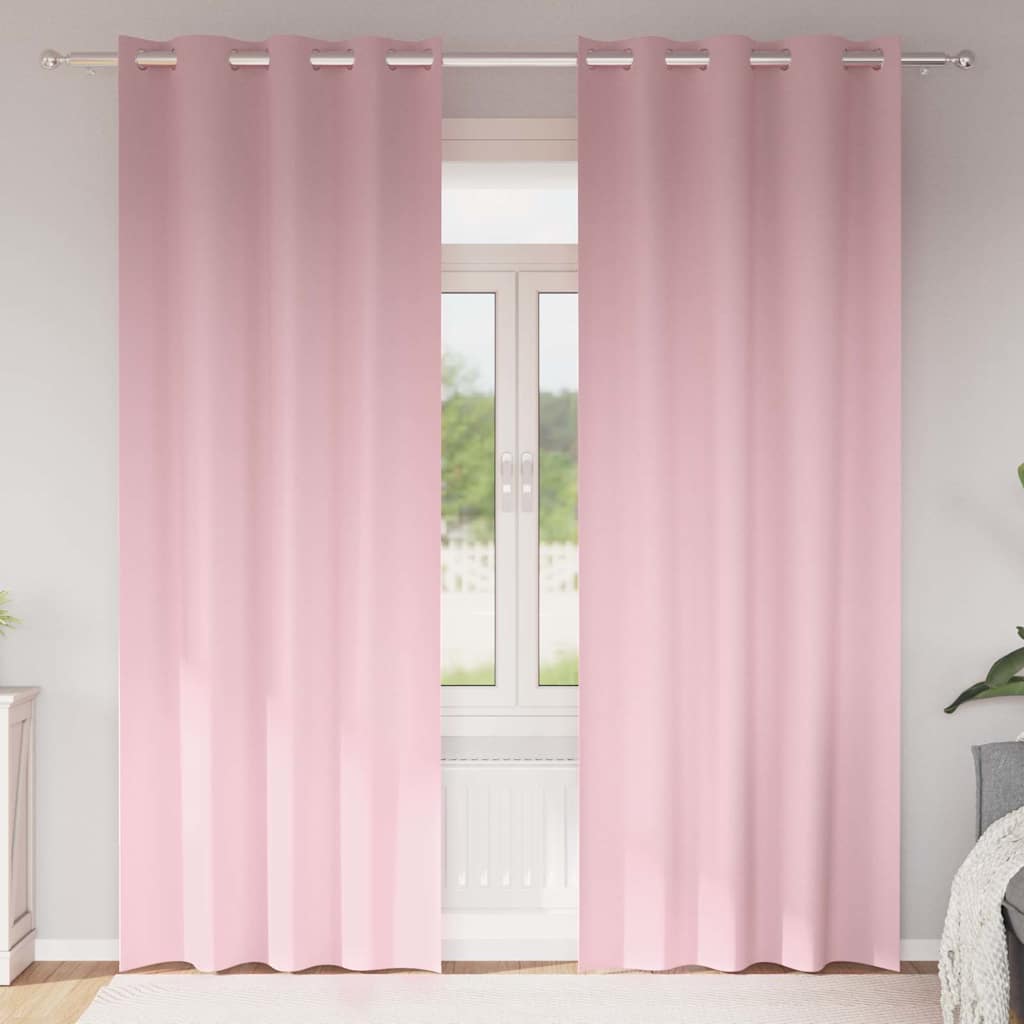 vidaXL Verdunkelungs-Vorhänge mit Ringen 2 pcs Babyrosa 245 x 140 cm