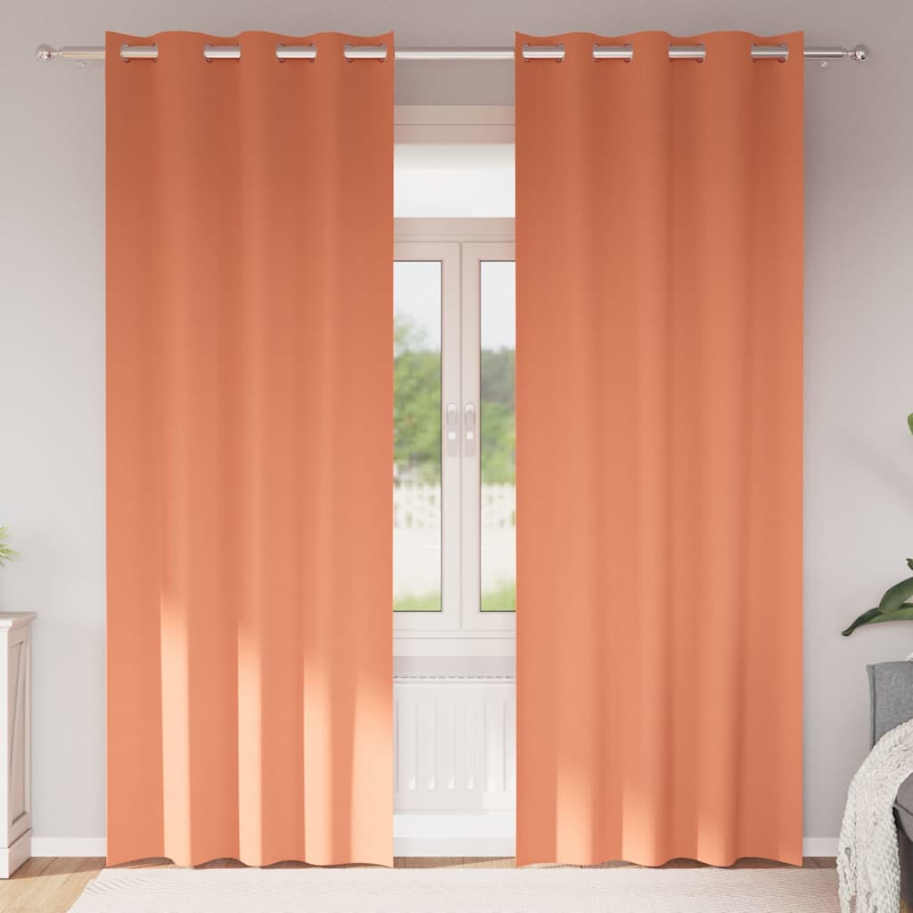 vidaXL Verdunkelungs-Vorhänge mit Ringen 2 pcs Terrakotta 260 x 140 cm