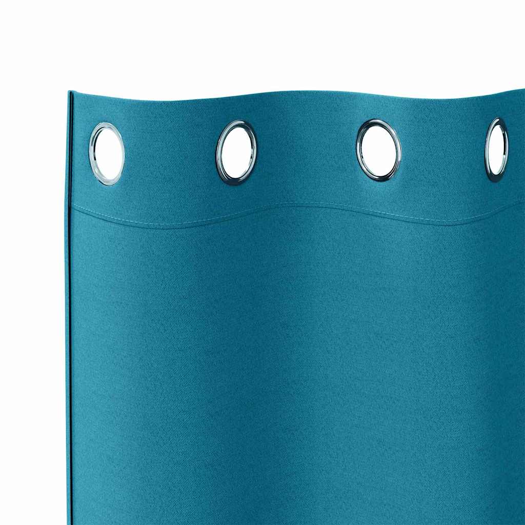 vidaXL Verdunkelungs-Vorhänge mit Ringen 2 pcs Türkis 260 x 140 cm