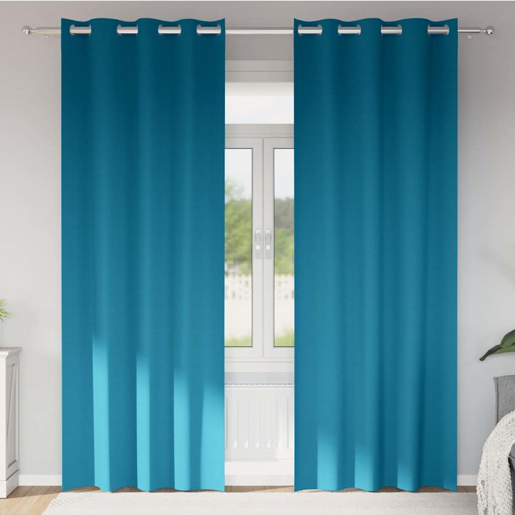vidaXL Verdunkelungs-Vorhänge mit Ringen 2 pcs Türkis 260 x 140 cm
