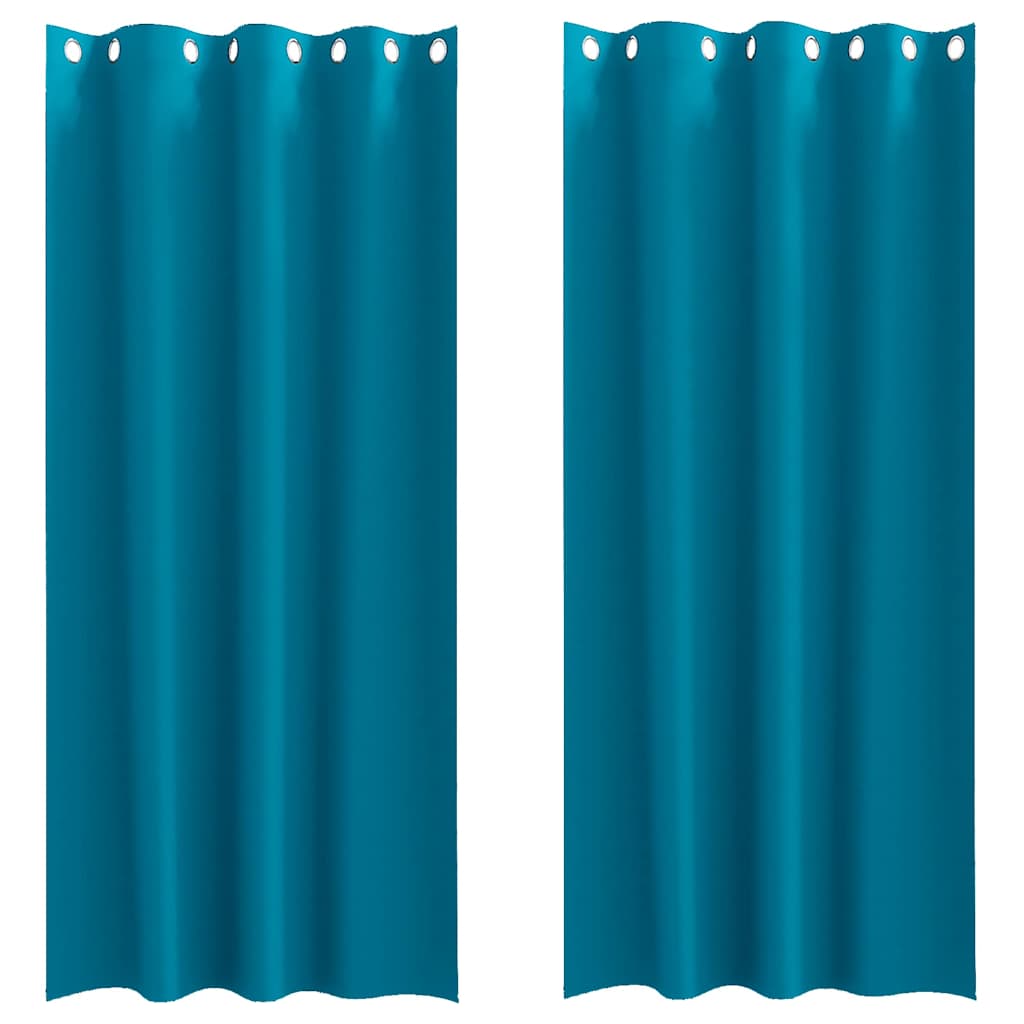 vidaXL Verdunkelungs-Vorhänge mit Ringen 2 pcs Türkis 260 x 140 cm