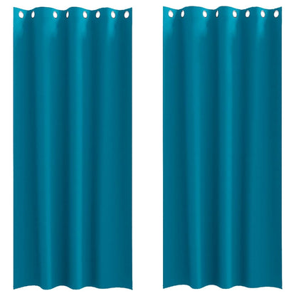 vidaXL Verdunkelungs-Vorhänge mit Ringen 2 pcs Türkis 260 x 140 cm