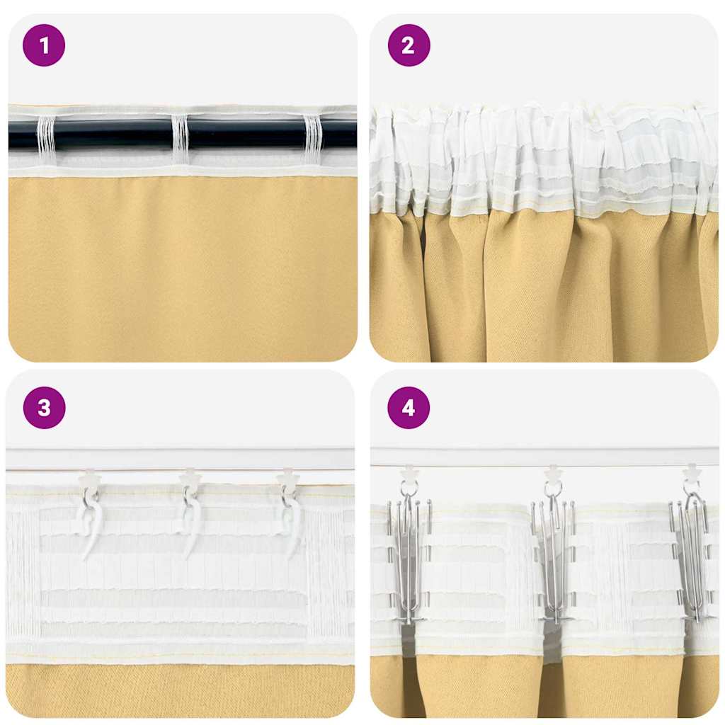 vidaXL Verdunkelungs-Vorhänge mit Ringen 2 pcs Beige 245 x 140 cm