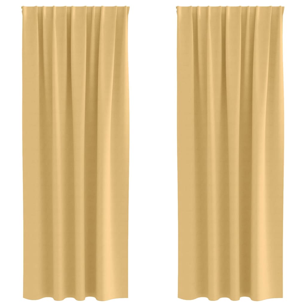vidaXL Verdunkelungs-Vorhänge mit Ringen 2 pcs Beige 245 x 140 cm