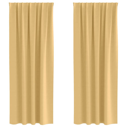 vidaXL Verdunkelungs-Vorhänge mit Ringen 2 pcs Beige 260 x 140 cm