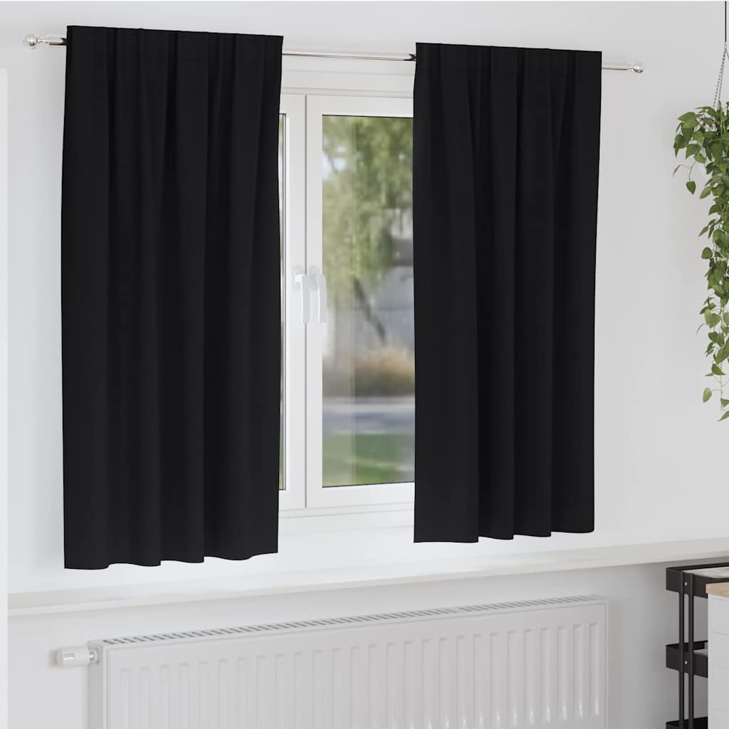 vidaXL Verdunkelungs-Vorhänge mit Ringen 2 pcs Schwarz 175 x 140 cm