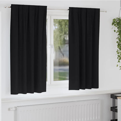 vidaXL Verdunkelungs-Vorhänge mit Ringen 2 pcs Schwarz 175 x 140 cm