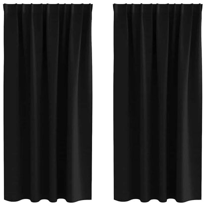 vidaXL Verdunkelungs-Vorhänge mit Ringen 2 pcs Schwarz 175 x 140 cm