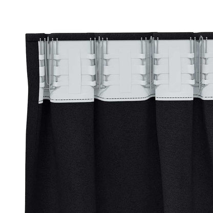 vidaXL Verdunkelungs-Vorhänge mit Ringen 2 pcs Schwarz 225 x 140 cm