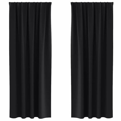 vidaXL Verdunkelungs-Vorhänge mit Ringen 2 pcs Schwarz 225 x 140 cm