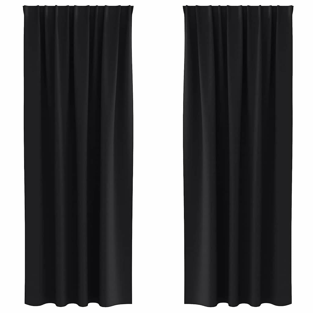 Verdunkelungs-Vorhänge mit Ringen 2 pcs Schwarz 245 x 140 cm