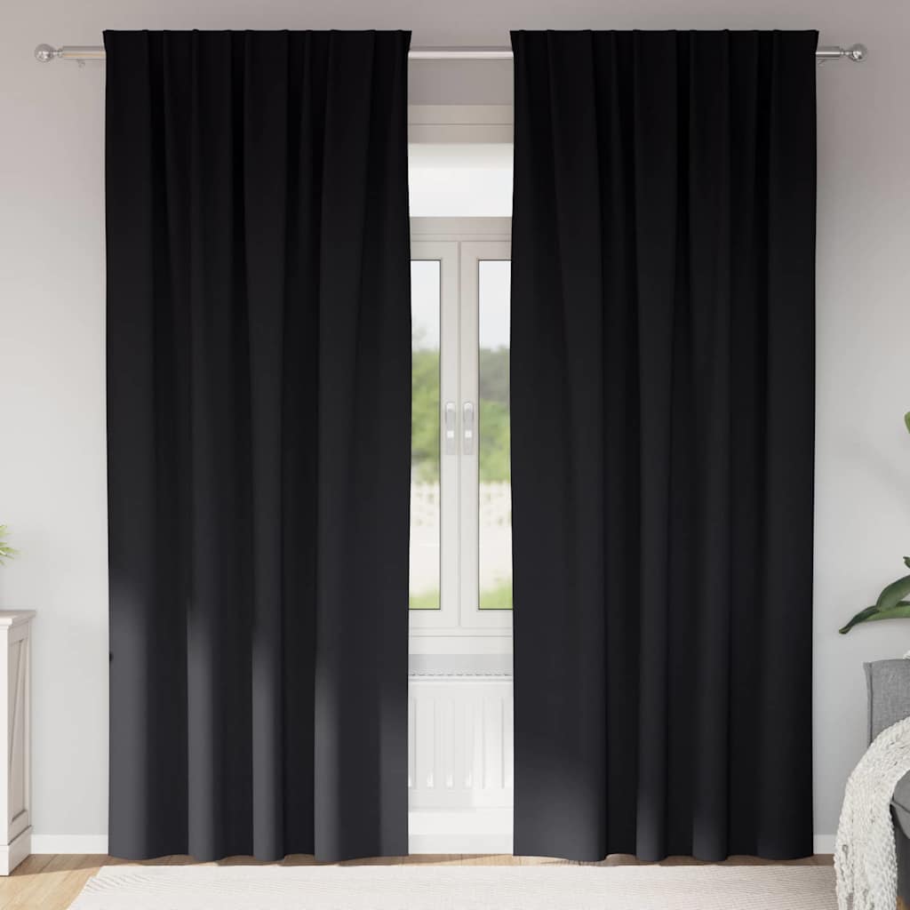 vidaXL Verdunkelungs-Vorhänge mit Ringen 2 pcs Schwarz 260 x 140 cm