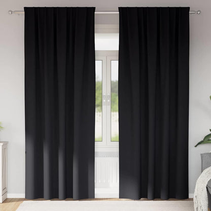 vidaXL Verdunkelungs-Vorhänge mit Ringen 2 pcs Schwarz 260 x 140 cm