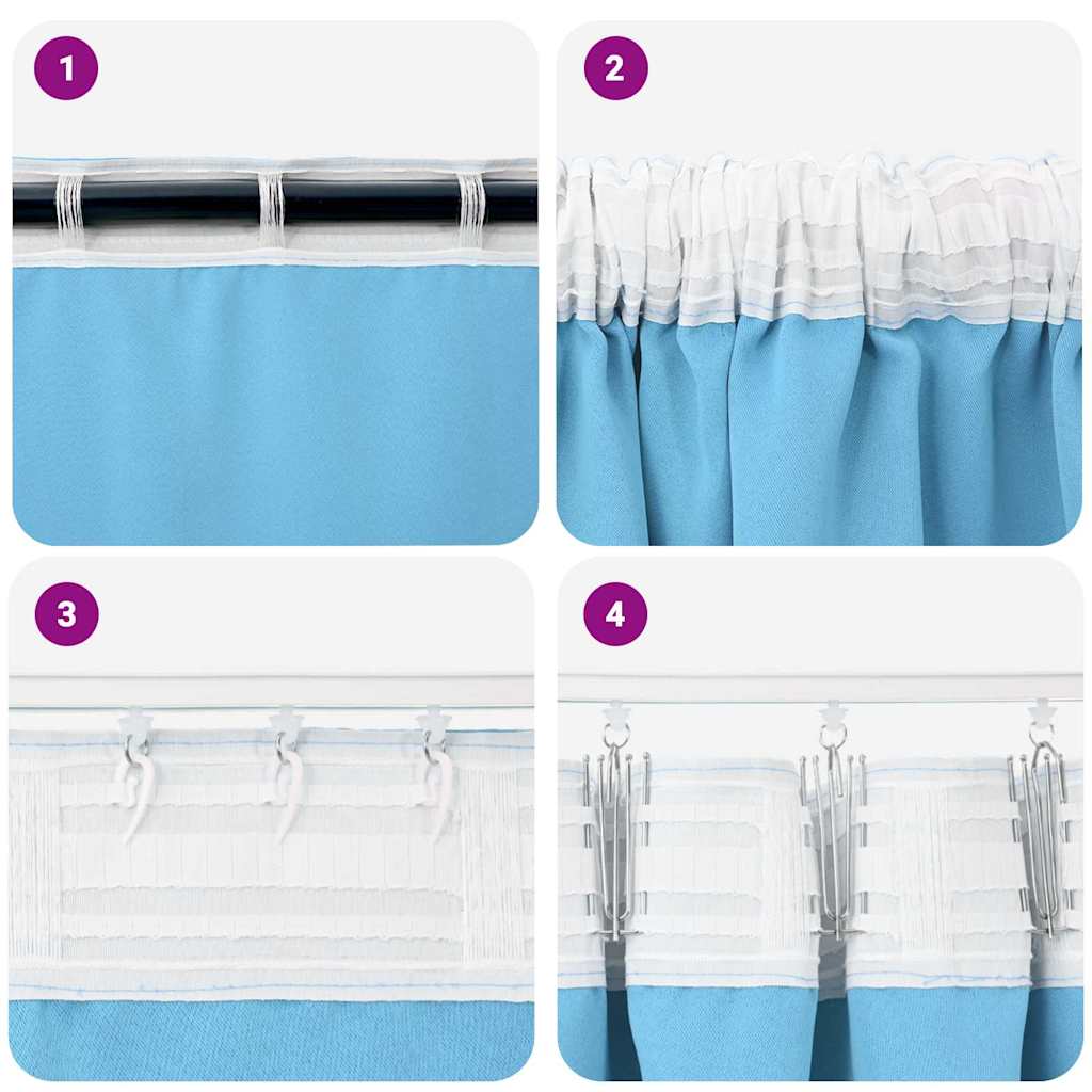 vidaXL Verdunkelungs-Vorhänge mit Ringen 2 pcs Himmelblau 140 x 140 cm