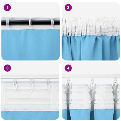 vidaXL Verdunkelungs-Vorhänge mit Ringen 2 pcs Himmelblau 140 x 140 cm