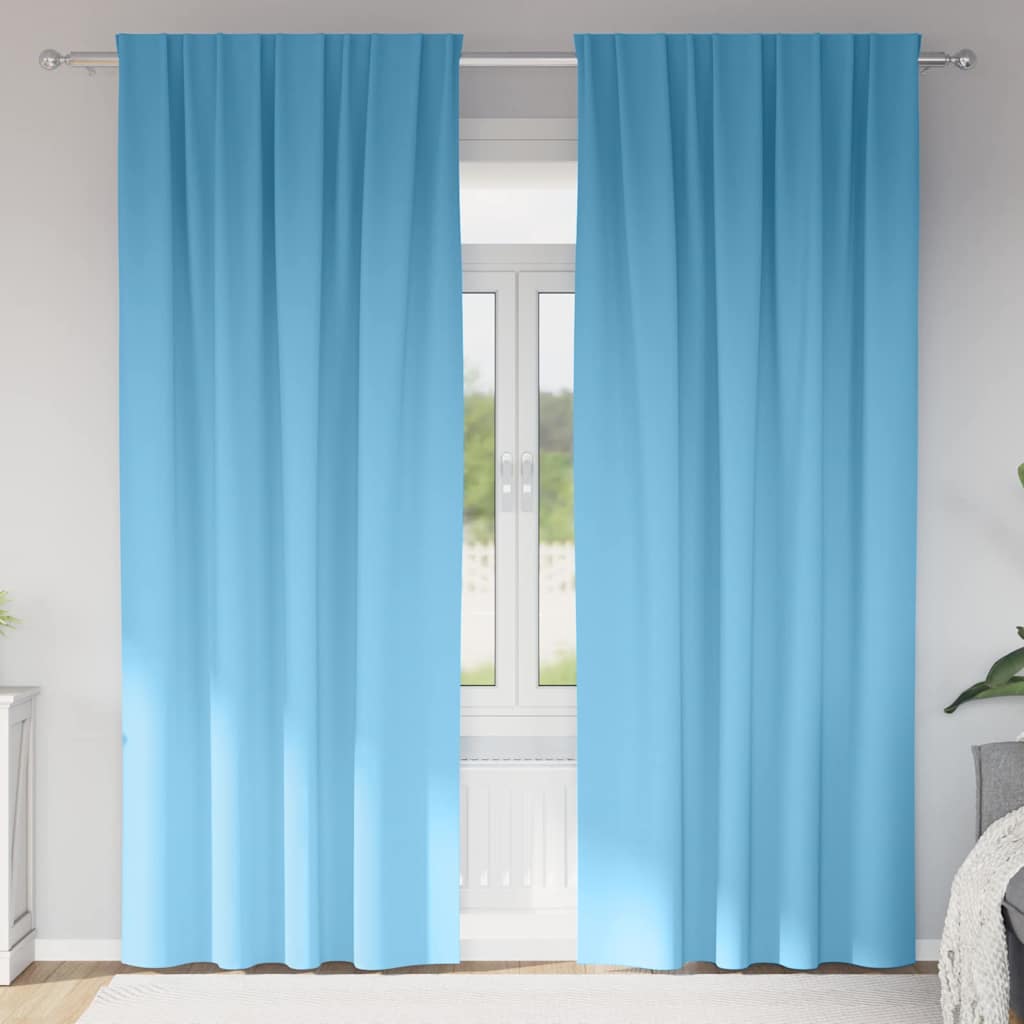 vidaXL Verdunkelungs-Vorhänge mit Ringen 2 pcs Himmelblau 225 x 140 cm