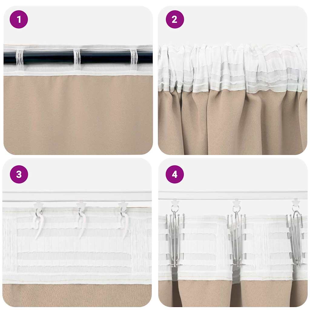 vidaXL Verdunkelungs-Vorhänge mit Ringen 2 pcs Taupe 175 x 140 cm