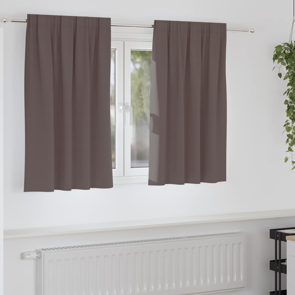 vidaXL Verdunkelungs-Vorhänge mit Ringen 2 pcs Dunkelbraun