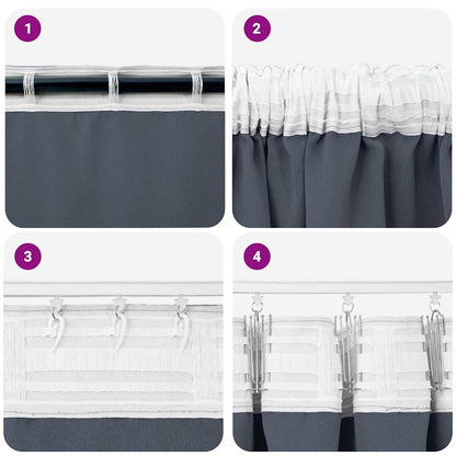 vidaXL Verdunkelungs-Vorhänge mit Ringen 2 pcs Anthrazit 225 x 140 cm