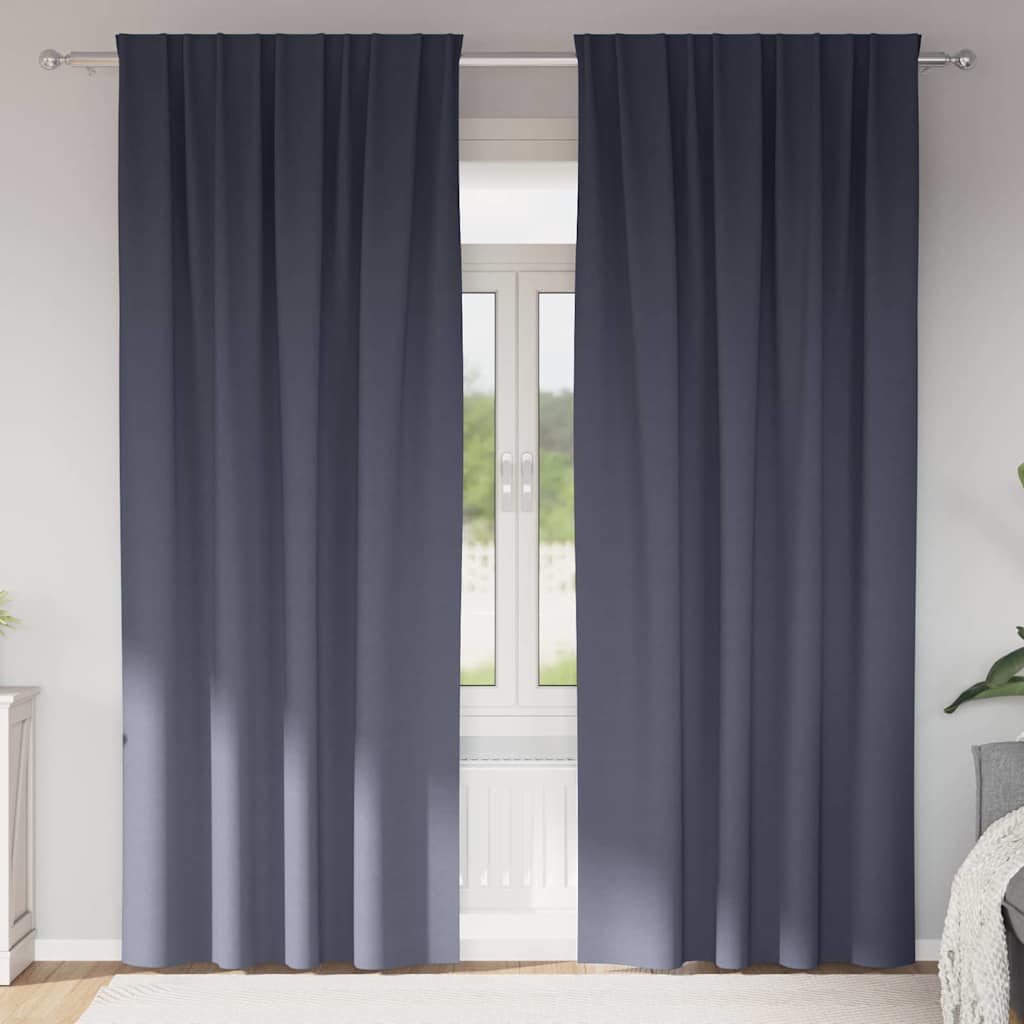 vidaXL Verdunkelungs-Vorhänge mit Ringen 2 pcs Anthrazit 225 x 140 cm