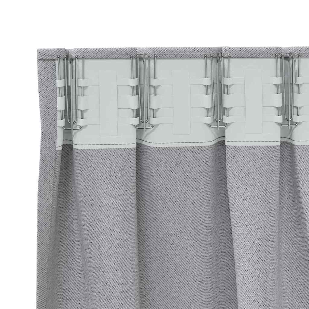 vidaXL Verdunkelungs-Vorhänge mit Ringen 2 pcs Hellgrau 245 x 140 cm