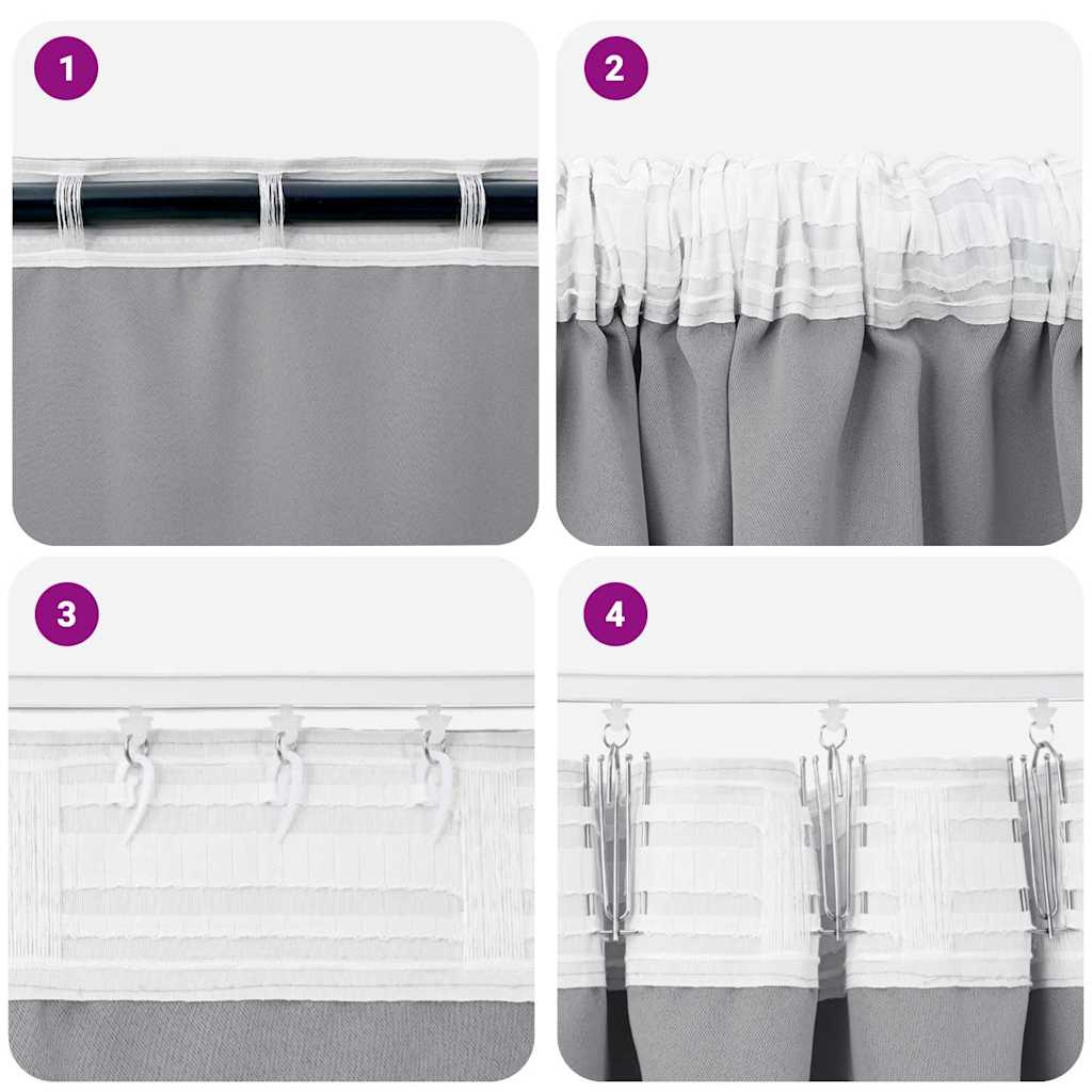 vidaXL Verdunkelungs-Vorhänge mit Ringen 2 pcs Hellgrau 245 x 140 cm