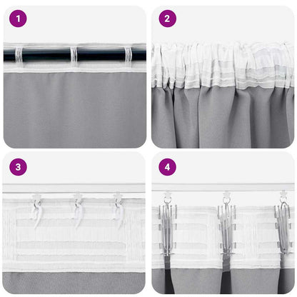 vidaXL Verdunkelungs-Vorhänge mit Ringen 2 pcs Hellgrau 245 x 140 cm