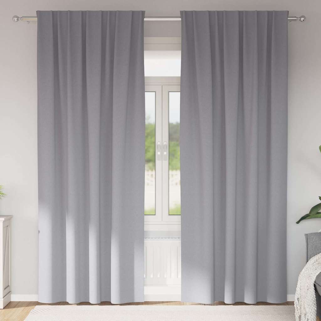 vidaXL Verdunkelungs-Vorhänge mit Ringen 2 pcs Hellgrau 245 x 140 cm