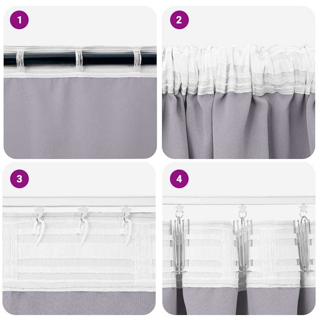 vidaXL Verdunkelungs-Vorhänge mit Ringen 2 pcs Metallic Grau