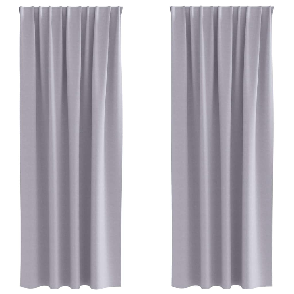 vidaXL Verdunkelungs-Vorhänge mit Ringen 2 pcs Metallic Grau