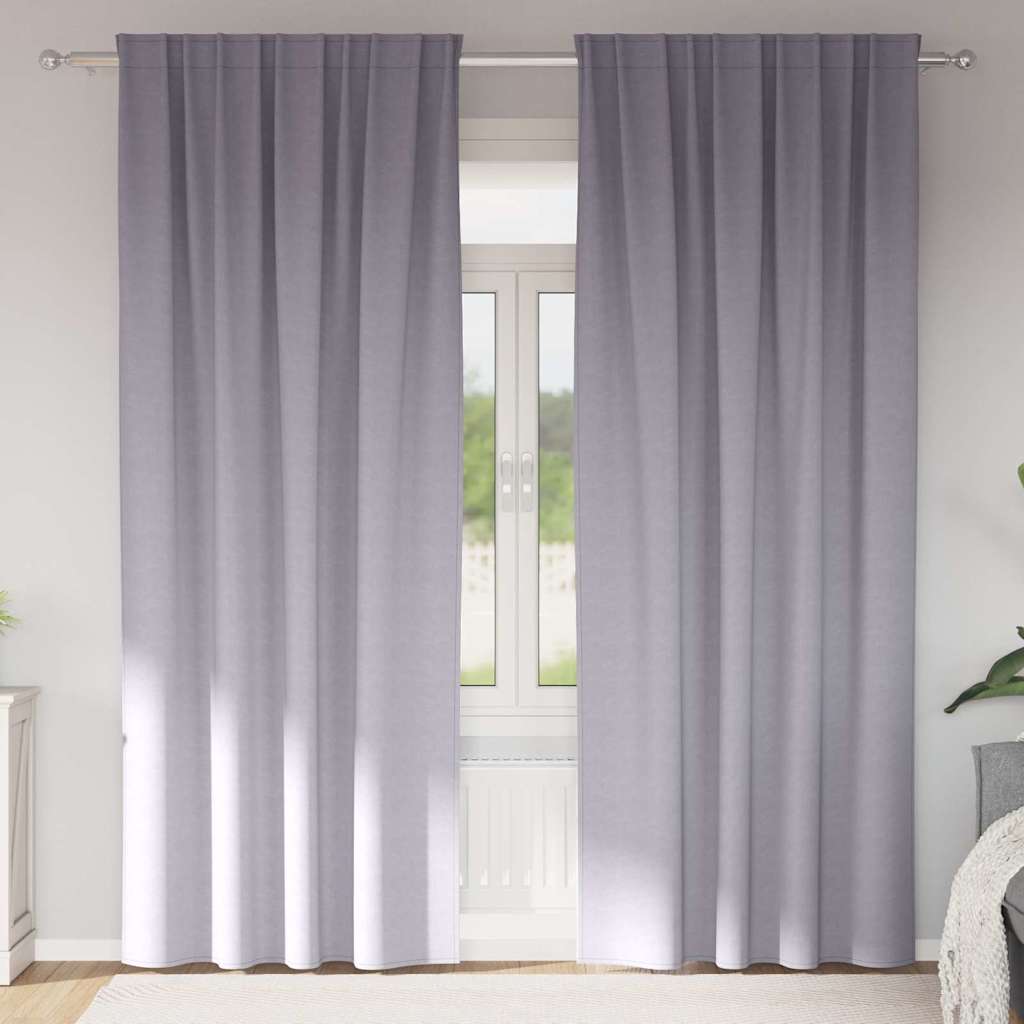 vidaXL Verdunkelungs-Vorhänge mit Ringen 2 pcs Metallic Grau