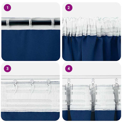 vidaXL Verdunkelungs-Vorhänge mit Ringen 2 pcs Dunkelblau 225 x 140 cm