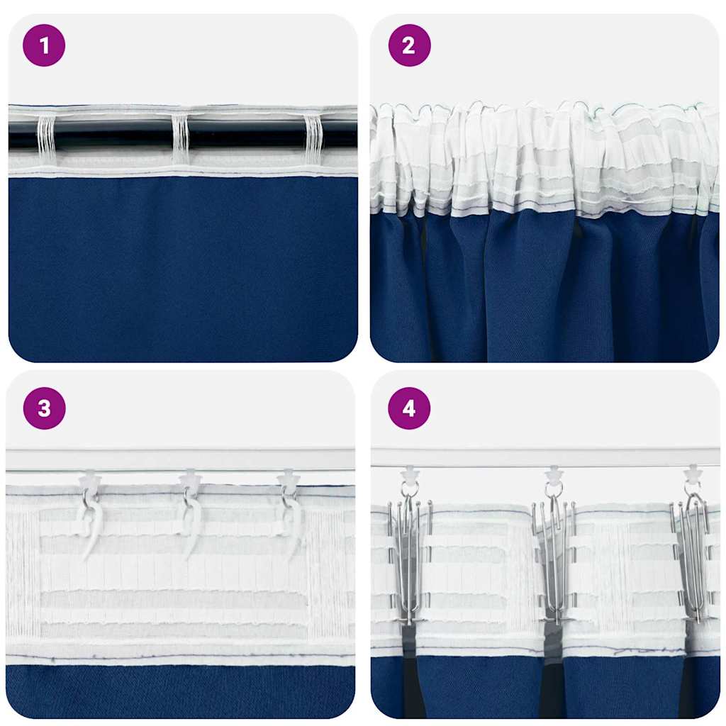 vidaXL Verdunkelungs-Vorhänge mit Ringen 2 pcs Dunkelblau 260 x 140 cm