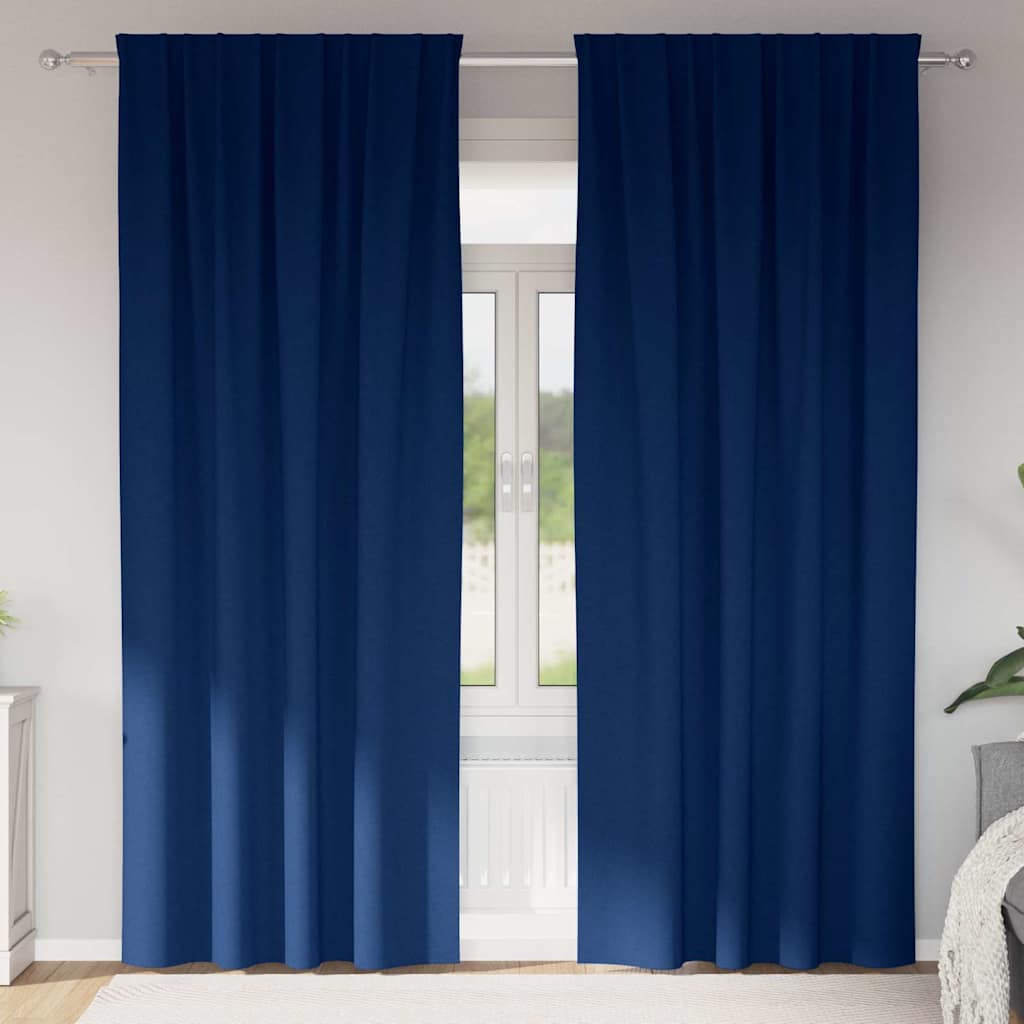vidaXL Verdunkelungs-Vorhänge mit Ringen 2 pcs Dunkelblau 260 x 140 cm