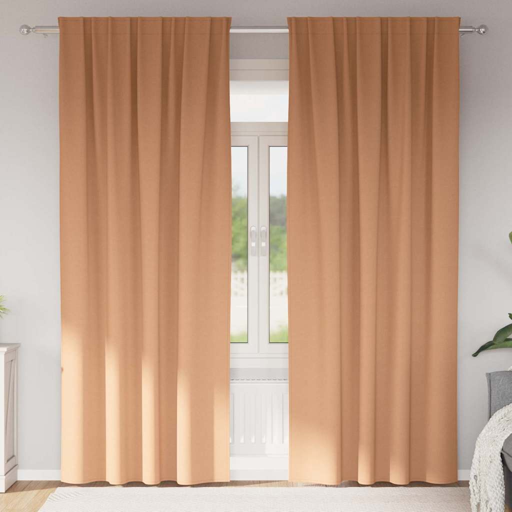 vidaXL Verdunkelungs-Vorhänge mit Ringen 2 pcs Hellbraun 260 x 140 cm
