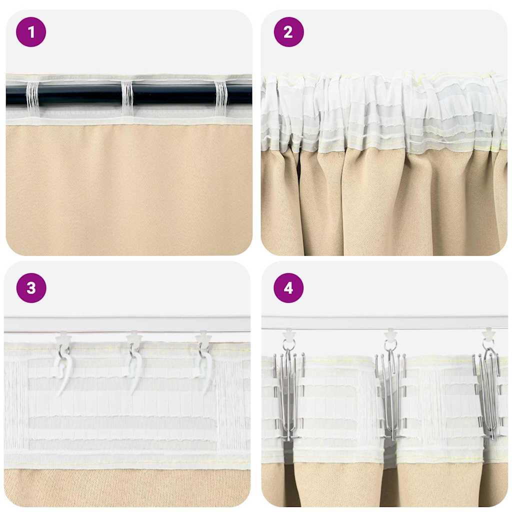 vidaXL Verdunkelungs-Vorhänge mit Ringen 2 pcs Creme 175 x 140 cm