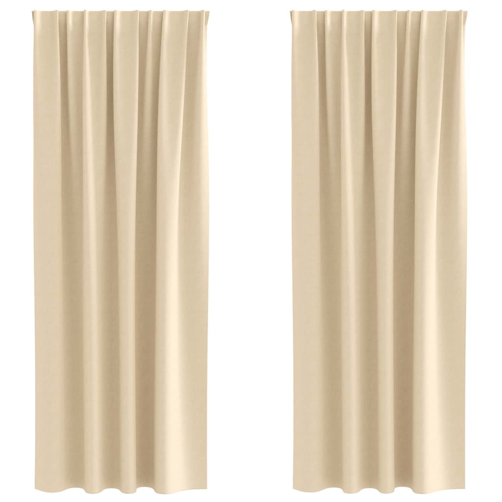 vidaXL Verdunkelungs-Vorhänge mit Ringen 2 pcs Creme 245 x 140 cm