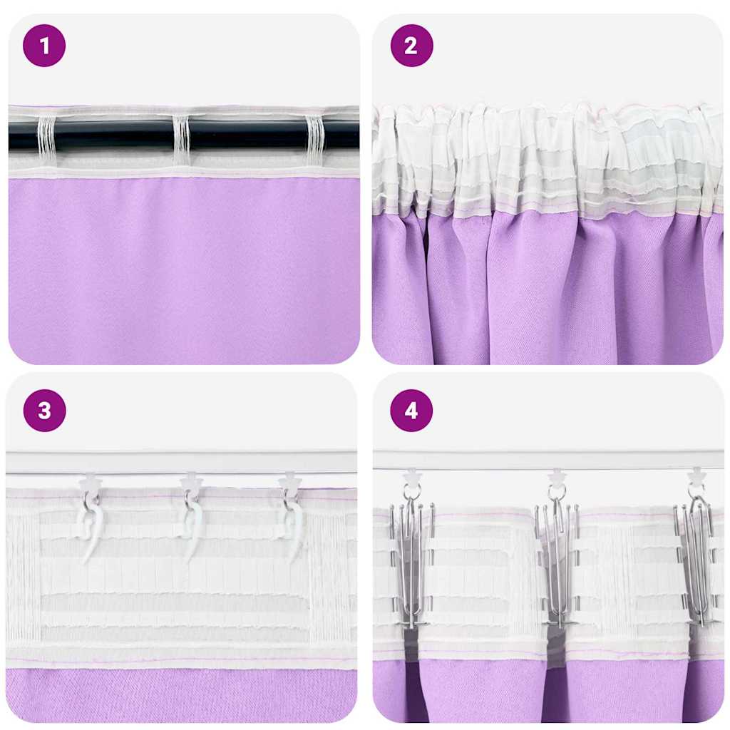 vidaXL Verdunkelungs-Vorhänge mit Ringen 2 pcs Lila 260 x 140 cm