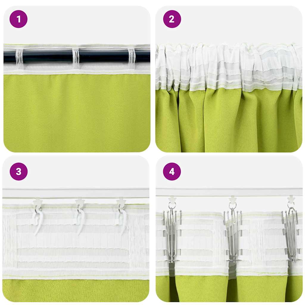 vidaXL Verdunkelungs-Vorhänge mit Ringen 2 pcs Grün 140 x 140 cm
