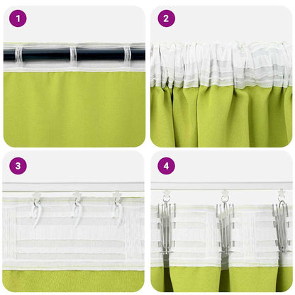 vidaXL Verdunkelungs-Vorhänge mit Ringen 2 pcs Grün 175 x 140 cm