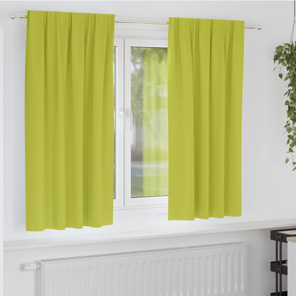 vidaXL Verdunkelungs-Vorhänge mit Ringen 2 pcs Grün 175 x 140 cm