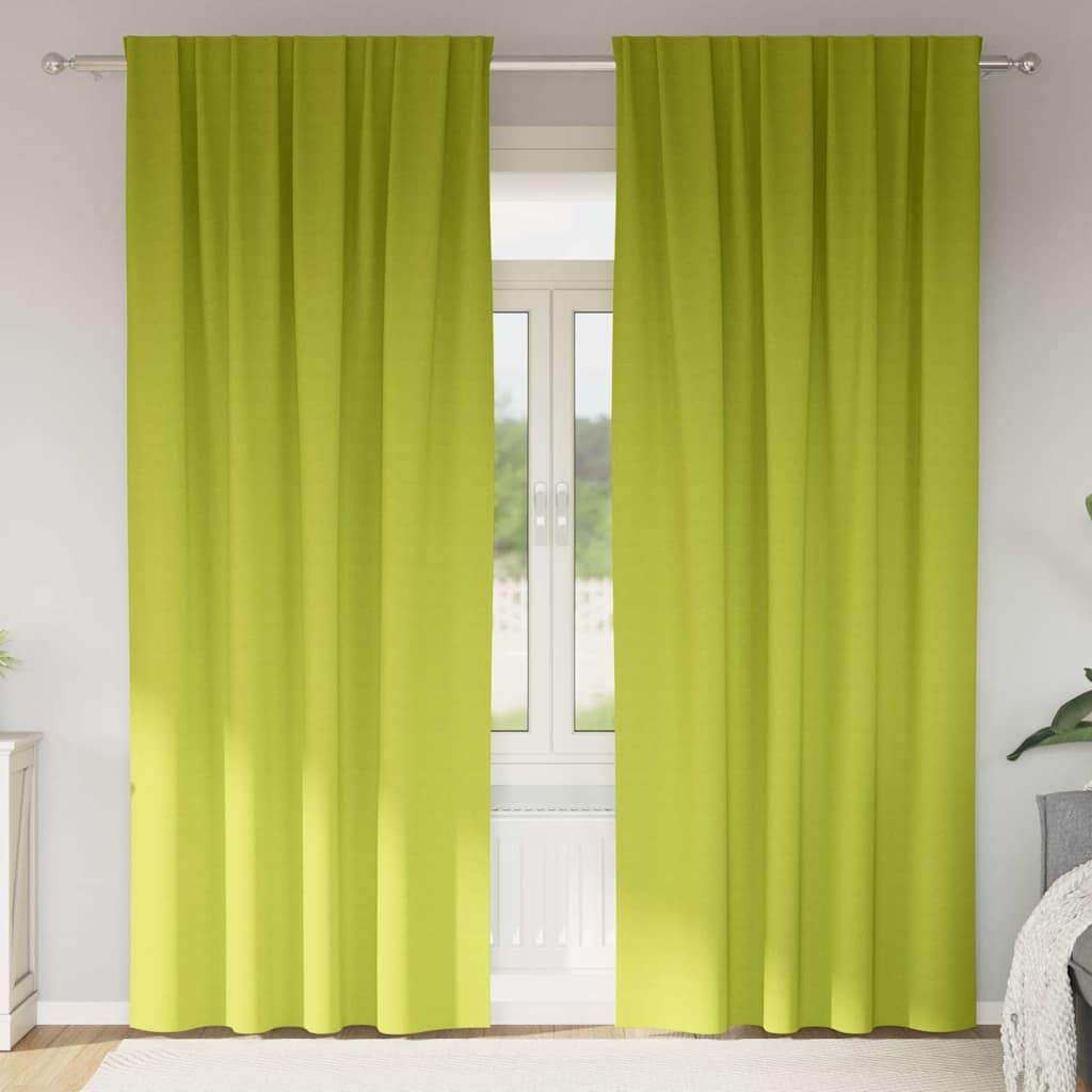 vidaXL Verdunkelungs-Vorhänge mit Ringen 2 pcs Grün 245 x 140 cm