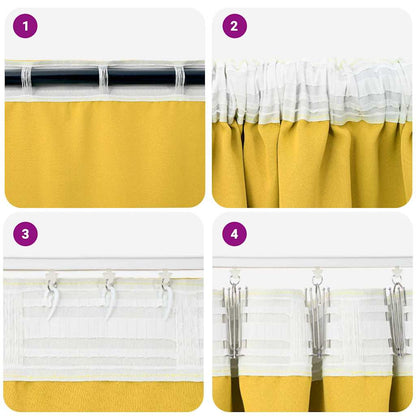vidaXL Verdunkelungs-Vorhänge mit Ringen 2 pcs Senfgelb 140 x 140 cm