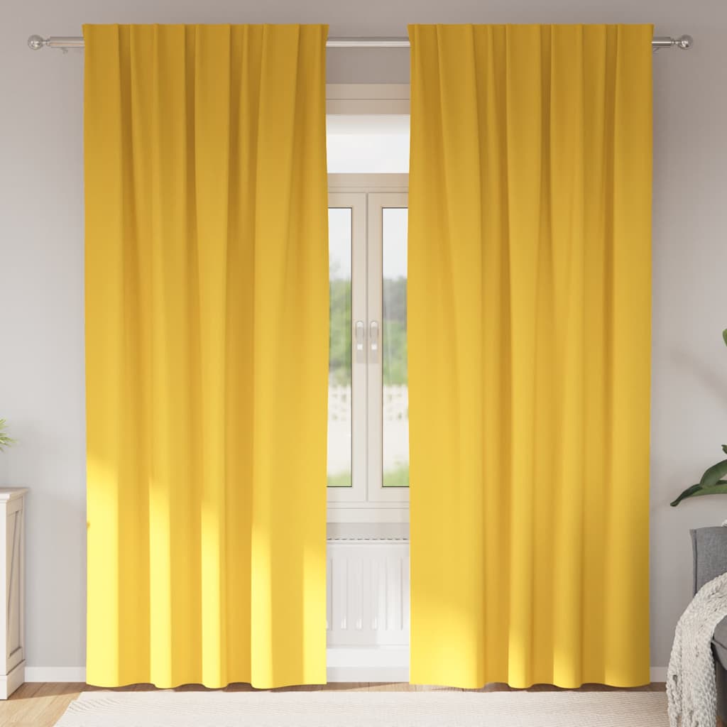 vidaXL Verdunkelungs-Vorhänge mit Ringen 2 pcs Senfgelb 225 x 140 cm